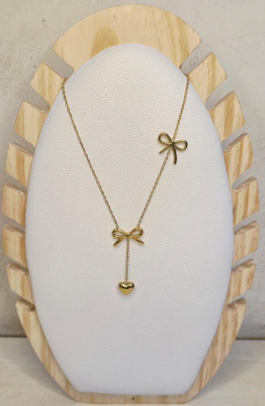 Heartstring Bow Necklace - Anti - Tarnish Stainless Steel