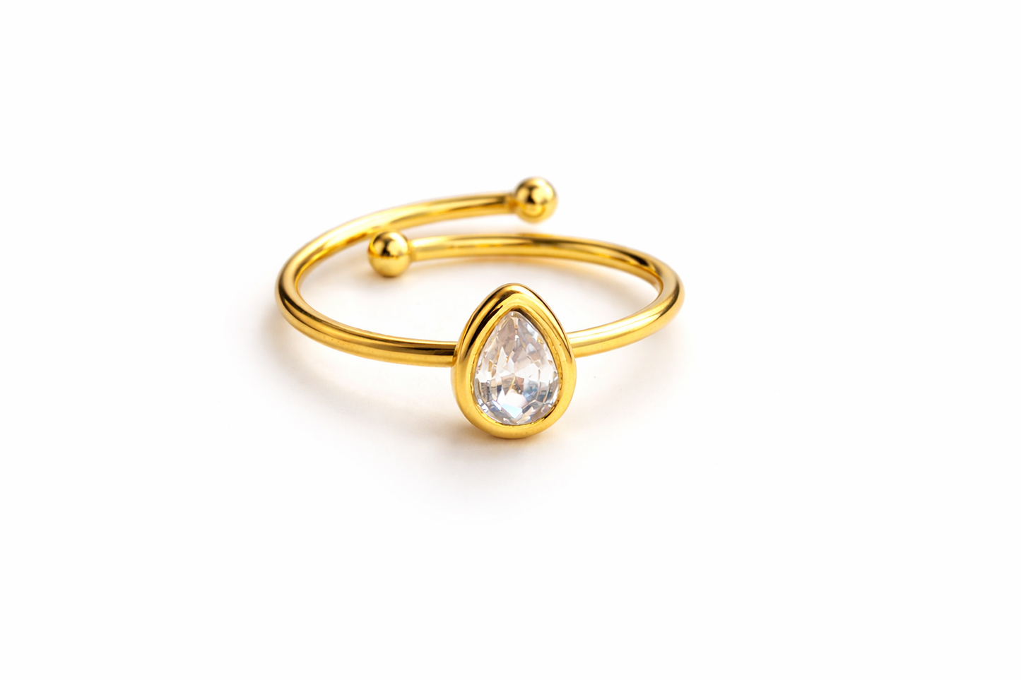 Dewdrop Ring - Gold Finish Stainless Steel (Adjustable)