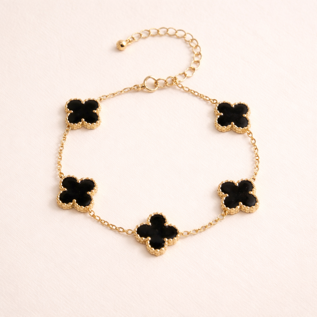 Day & Night Clover Bracelet - Reversible Black & White