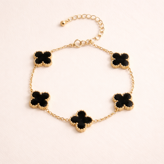 Day & Night Clover Bracelet - Reversible Black & White