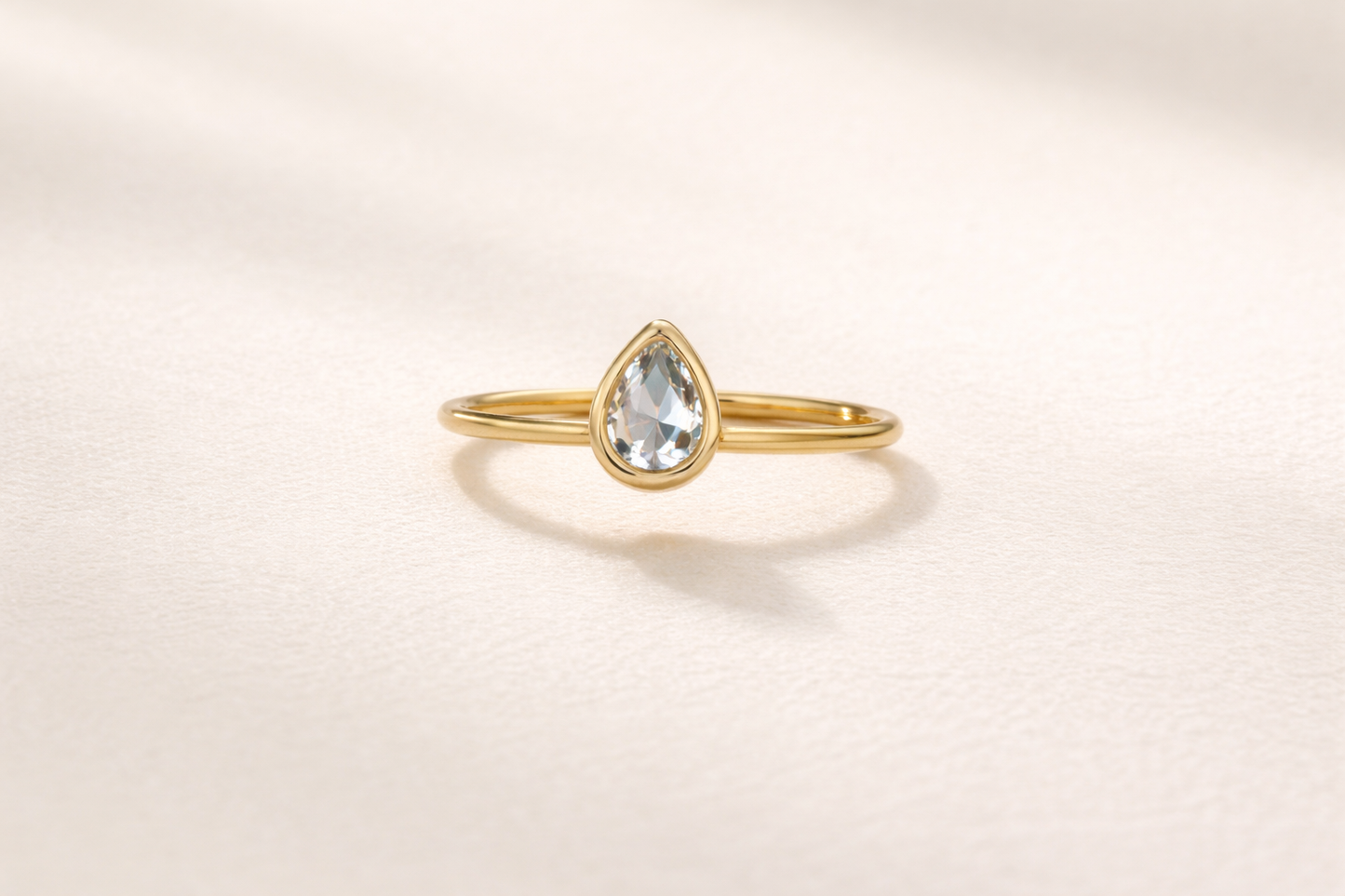 Dewdrop Ring - Gold Finish Stainless Steel (Adjustable)