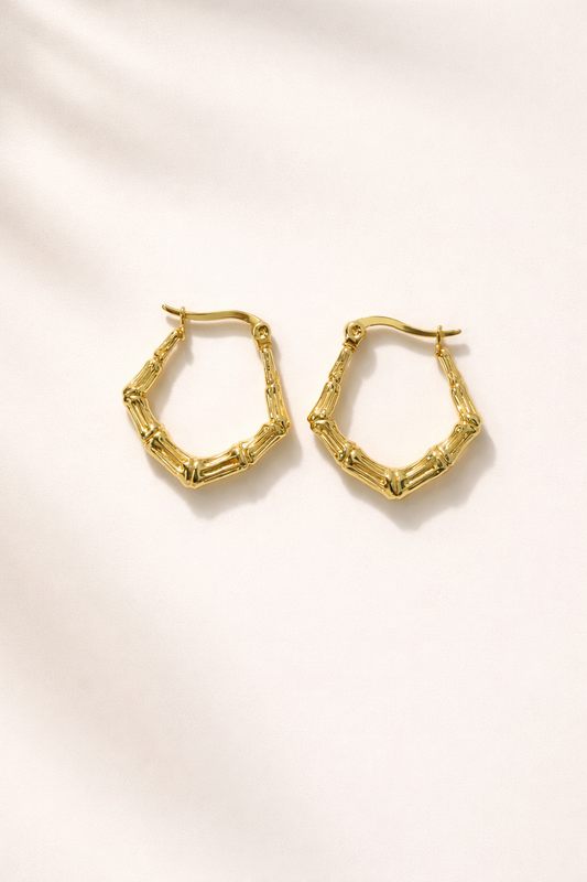 Bamboo Luxe Hoops - Anti-Tarnish Stainless Steel